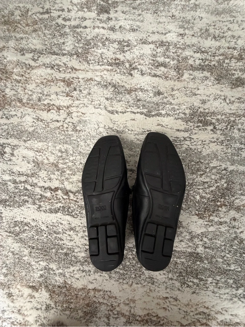 BOSS Black Leather Bit Slip-On Loafers